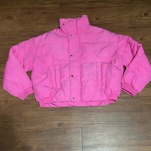 Free people pink slouchy cropped puffer coat jacket